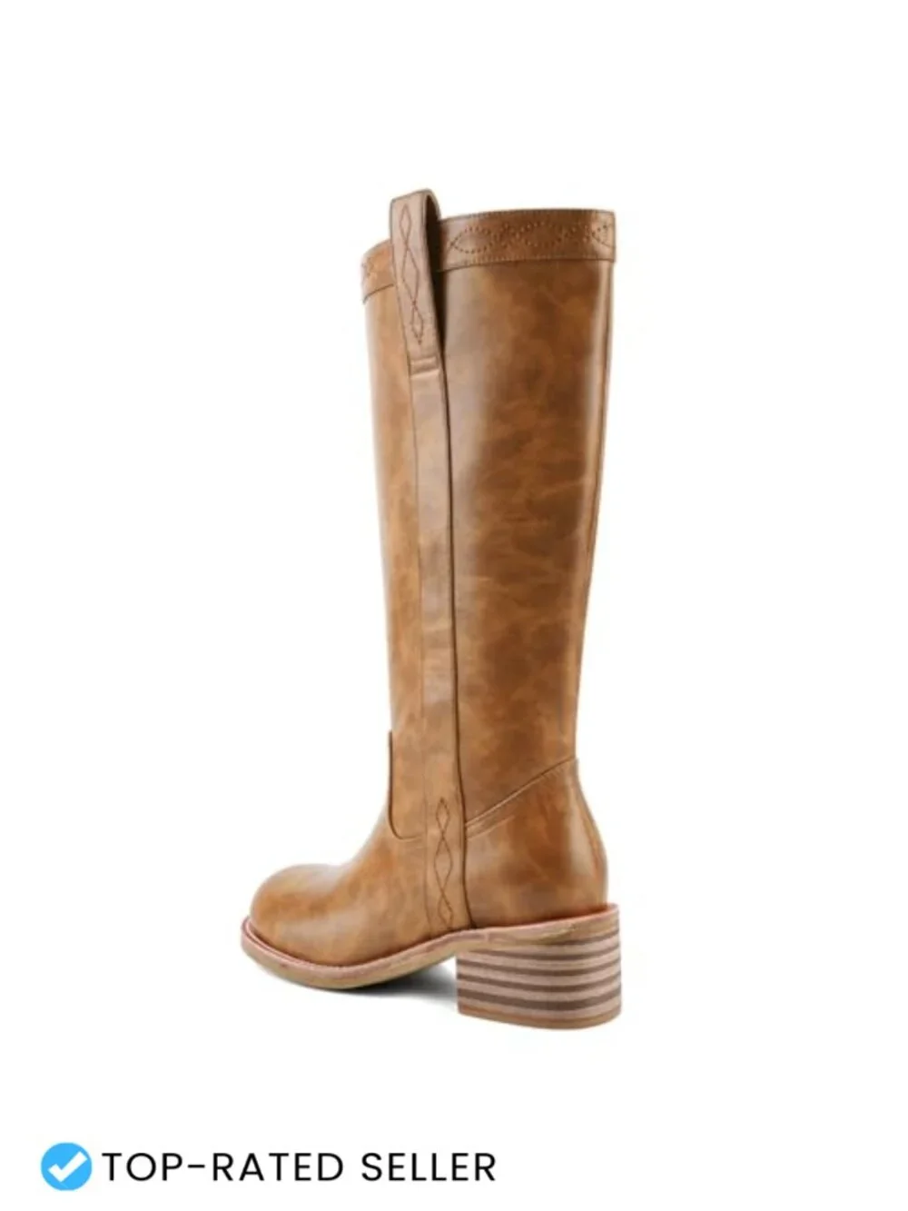 Women's Knee High Boots Chunky Block Heel Square Toe Faux Leather Wide Calf